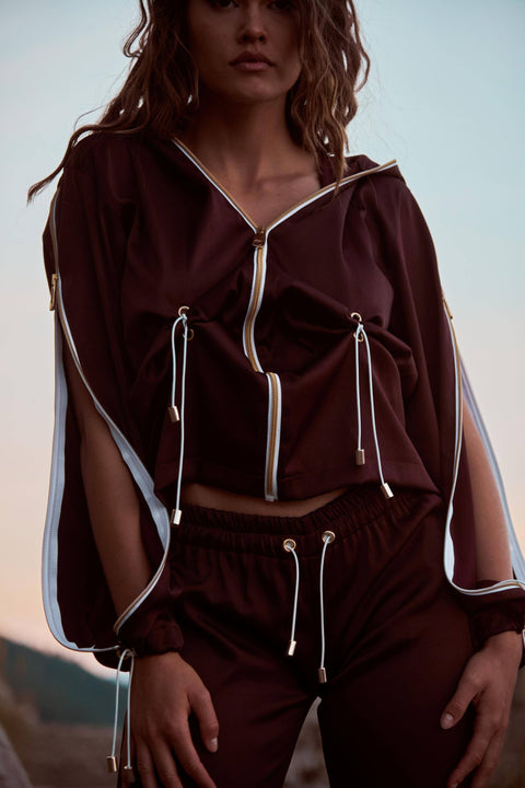 Antoninias | Voguish Dresowy komplet czekoladowo-czerwony