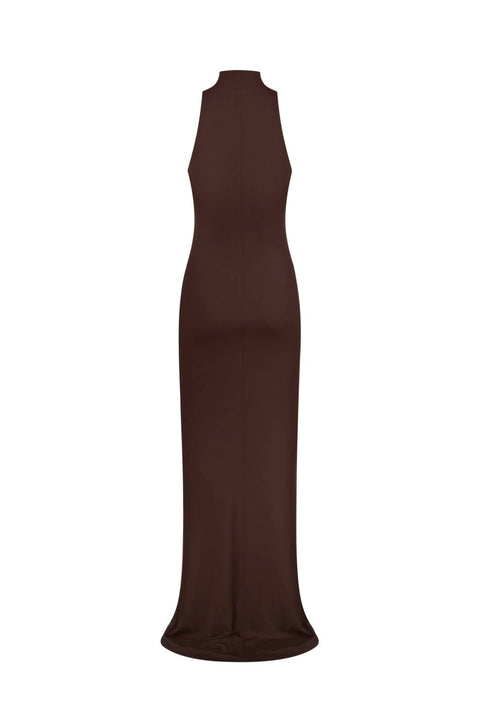 Kolosova | Brown Maxi Dress With A Halter Cutout