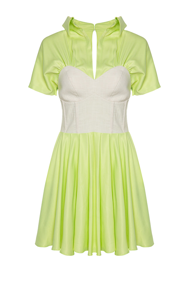 Petra Petrova | Lime Green Flare Corset  Dress La Bonita
