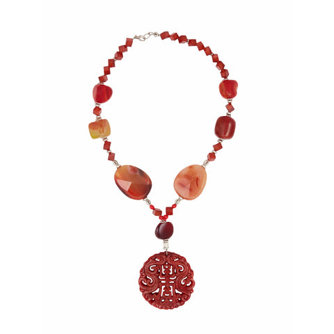 Bess Madrid I Krótki naszyjnik Yukiko z jadeitu, karneolu i agatu