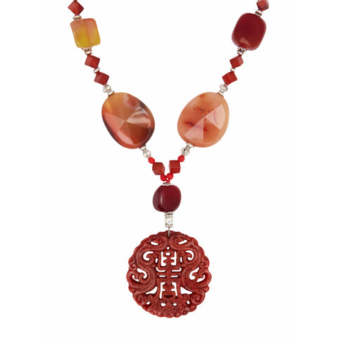 Bess Madrid I Krótki naszyjnik Yukiko z jadeitu, karneolu i agatu