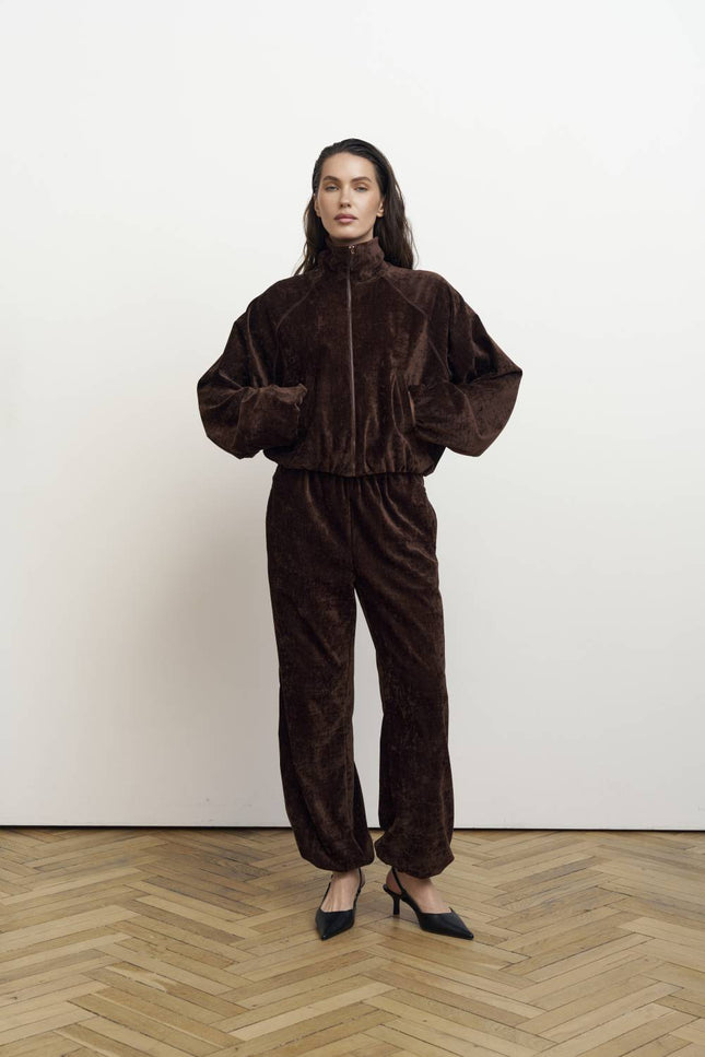 Kolosova | Velvet Elastic Waist Trousers