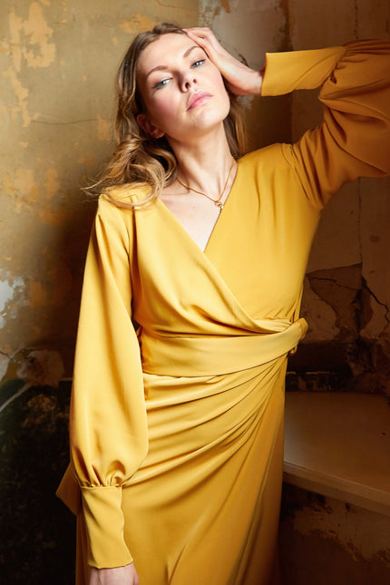Sarvin | Sukienka maxi bursztynowa Amber
