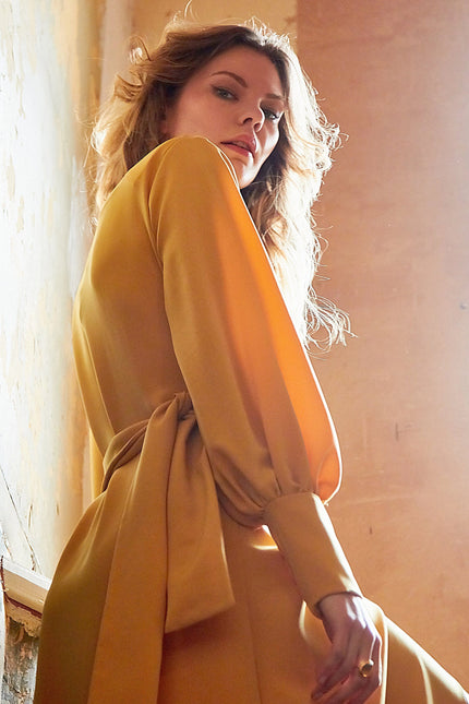 Sarvin | Sukienka maxi bursztynowa Amber