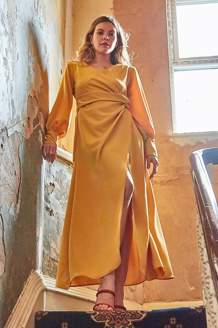 Sarvin | Sukienka maxi bursztynowa Amber