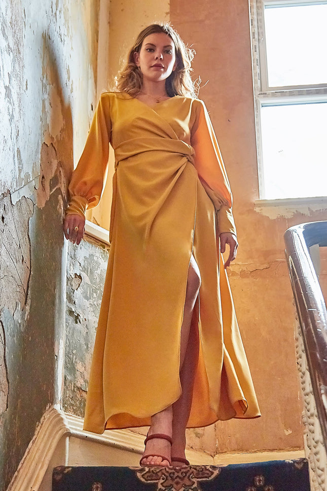 Sarvin | Amber Mustard Wrap Dress