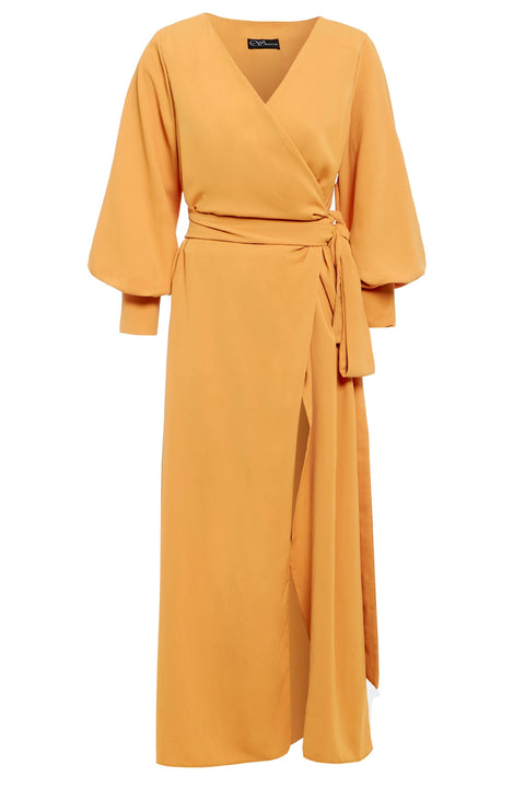Sarvin | Amber Mustard Wrap Dress
