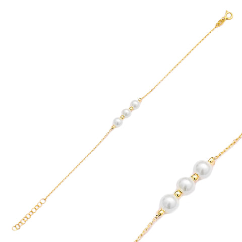 Choosy | Silver Gold Plated Bracelet with Pearls "Pearl"