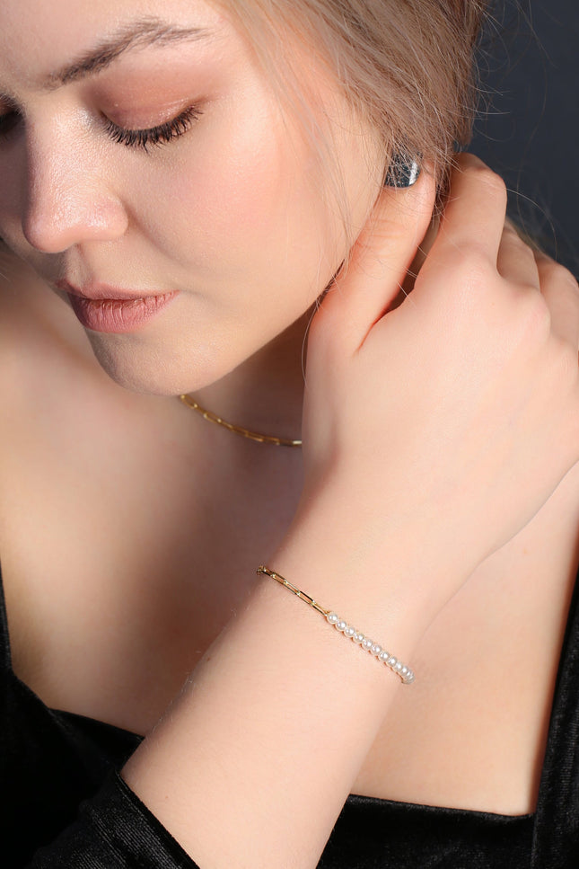 Choosy | Pearly Dream Silver Gold Plated Bracelet