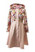 Waterproof Dress Coat for Women with floral print on top and monochrome beige skirt part