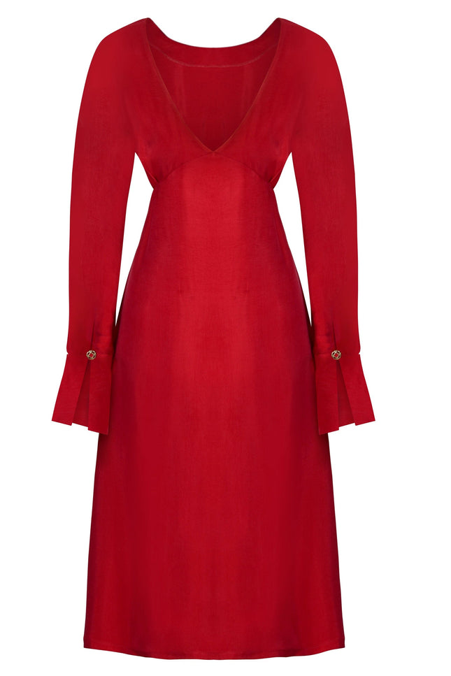 Sarvin | Shay Red Long Sleeve Backless Dress