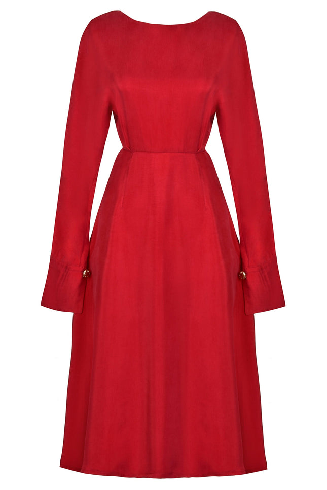 Sarvin | Shay Red Long Sleeve Backless Dress