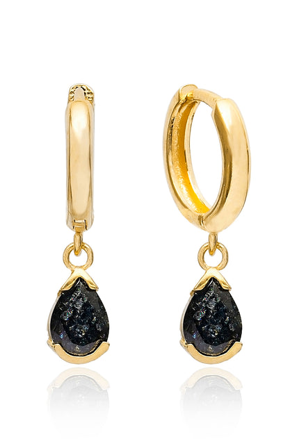 Choosy | Black Drop Silver Gold Plated Earrings