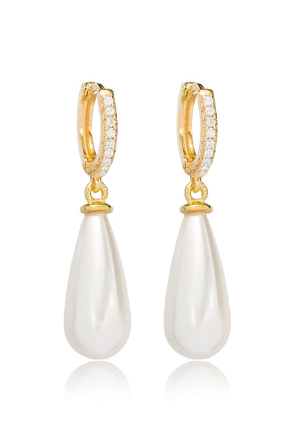 Choosy | Silver Gold-Plated Pearl Drop Earrings "Pearl Elegance"
