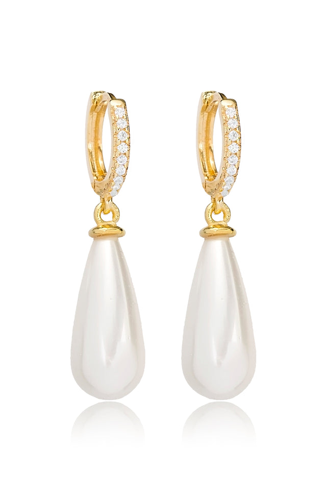 Choosy | Silver Gold-Plated Pearl Drop Earrings "Pearl Elegance"