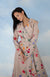 Beige Design Coat with Colorful Flower Print and Belt