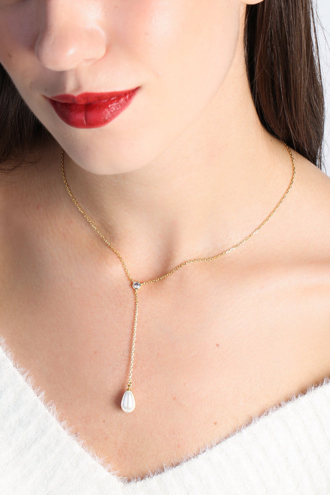 Choosy | Elegance of Pearls Silver Gold Plated Pendant Necklace