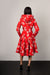 Red Floral flared Swing Coat