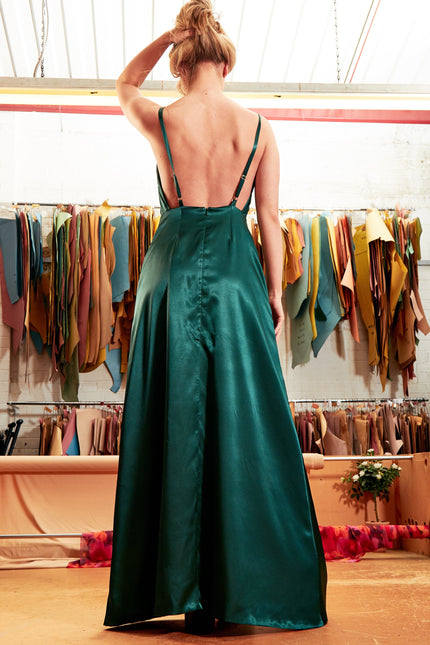 Sarvin | Roya Emerald Green Maxi Slip Dress