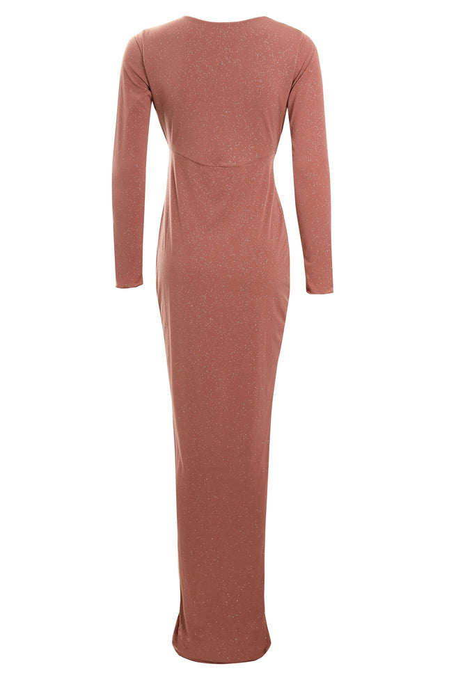 Sarvin | Clara Rose Gold Twist Knot Front Dress