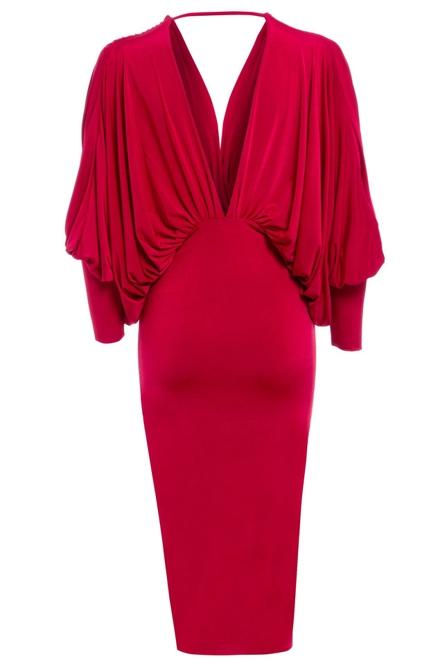 Sarvin | Lea Red Batwing Dress