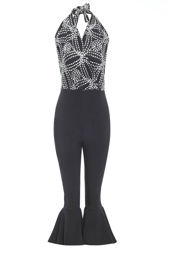 Sarvin | Maika Black Backless Jumpsuit