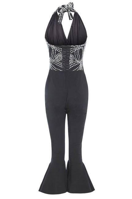 Sarvin | Maika Black Backless Jumpsuit