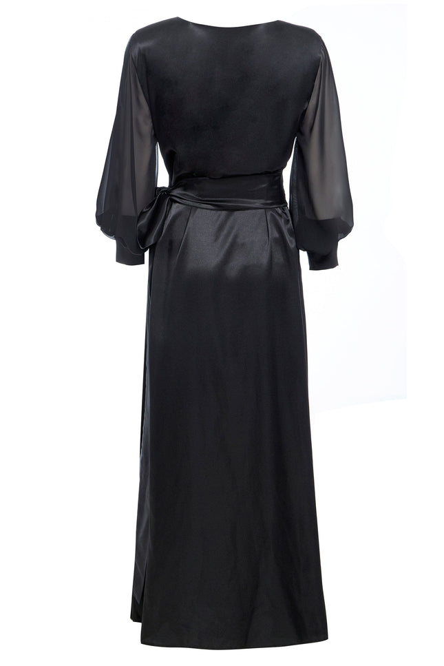 Sarvin | Amber Black Wrap Maxi Dress