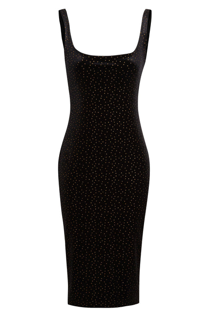 Sarvin | Sima Black Gold Polka Dot Dress