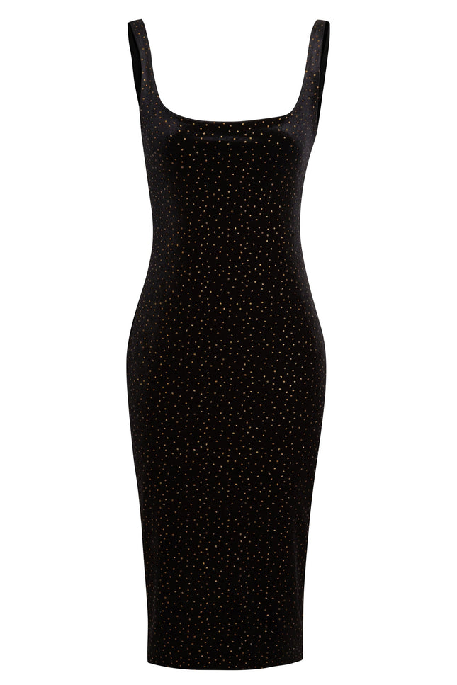 Sarvin | Sima Black Gold Polka Dot Dress