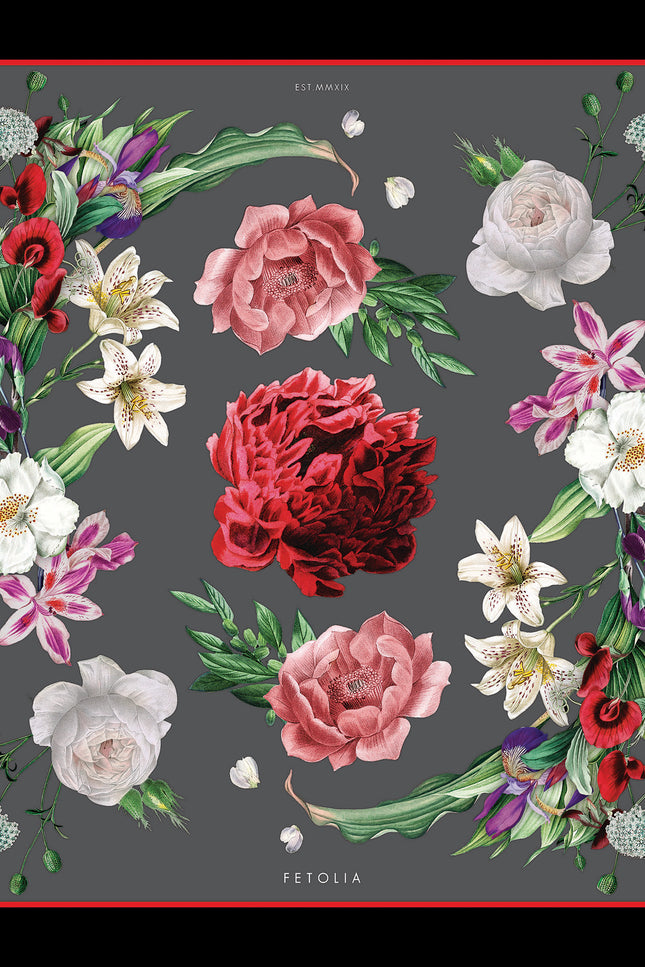 Fetolia | Secret Garden – Grey Black Scarf