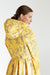 Waterproof Yellow Coat for Women with adjustable hood and pleating