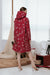 Women’s Red Raincoat with Hood and floral print