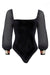 Sarvin | Yasmine Black Mesh Bodysuit Long Sleeve