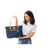 The Dust Company | Tote In Cotton Blue & Vegetable Tanned Leather