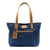 The Dust Company | Tote In Cotton Blue & Vegetable Tanned Leather