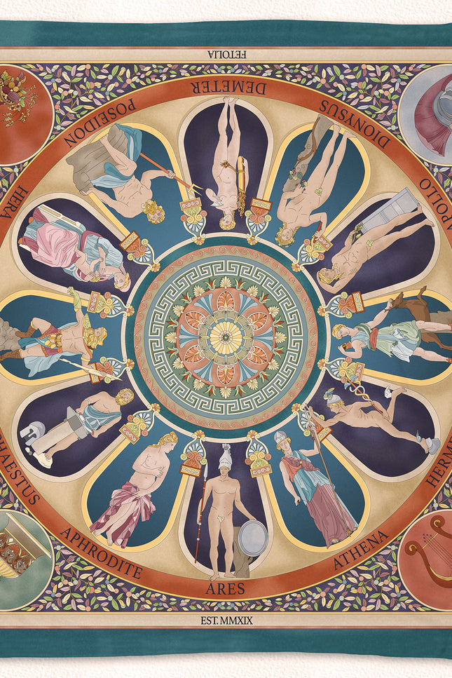 Fetolia | The Olympian Gods – Terracotta Turquoise Scarf