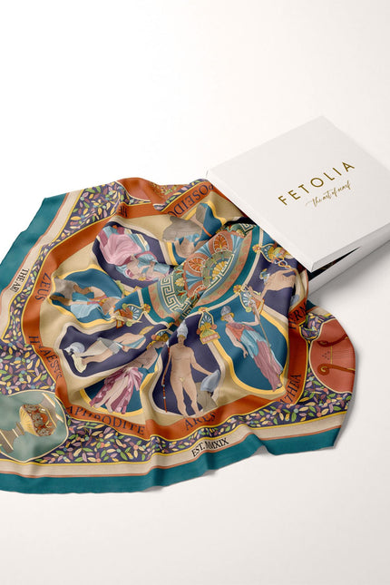 Fetolia | The Olympian Gods – Terracotta Turquoise Scarf