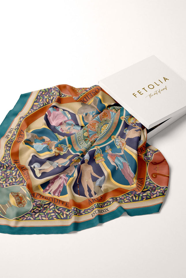 Fetolia | The Olympian Gods – Terracotta Turquoise Scarf