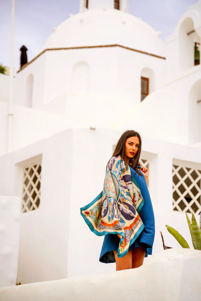 Fetolia | The Olympian Gods – Terracotta Turquoise Scarf