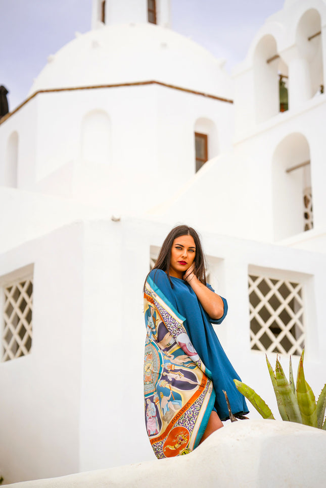 Fetolia | The Olympian Gods – Terracotta Turquoise Scarf