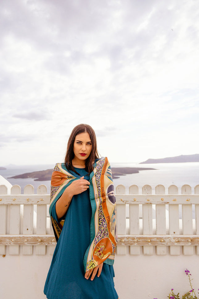 Fetolia | The Olympian Gods – Terracotta Turquoise Scarf