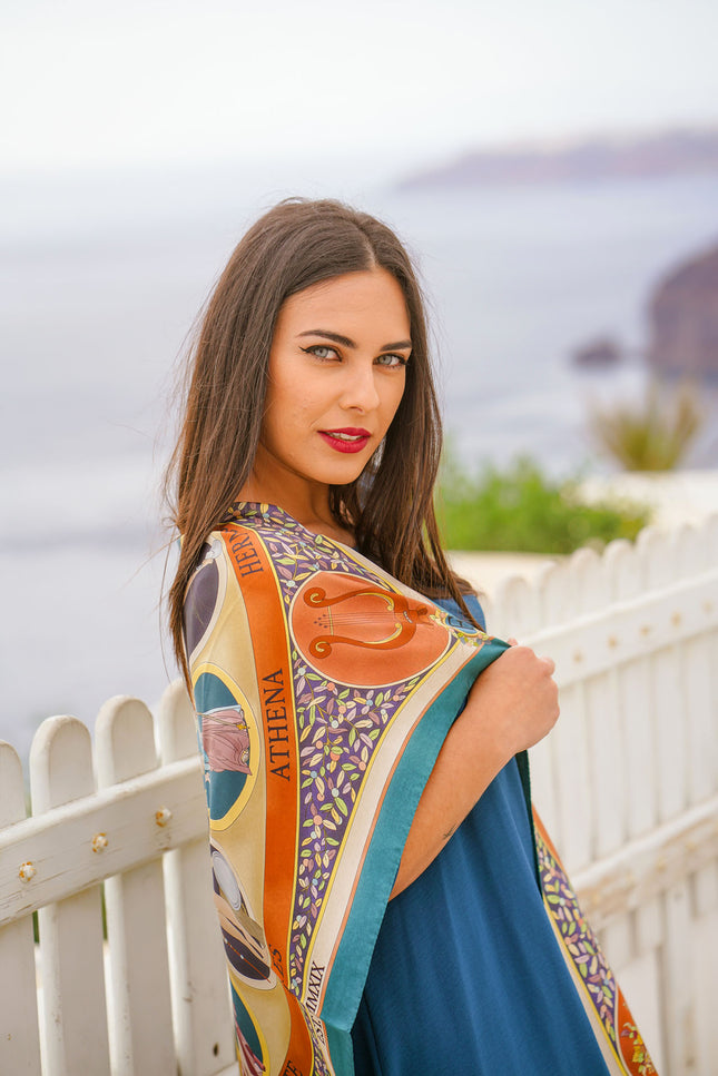 Fetolia | The Olympian Gods – Terracotta Turquoise Scarf
