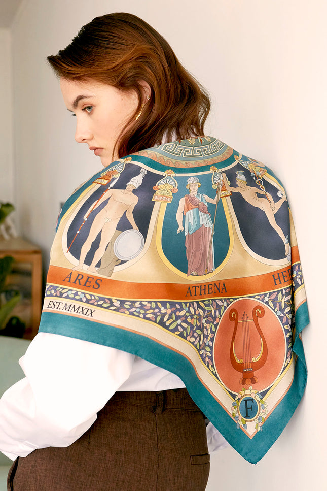 Fetolia | The Olympian Gods – Terracotta Turquoise Scarf