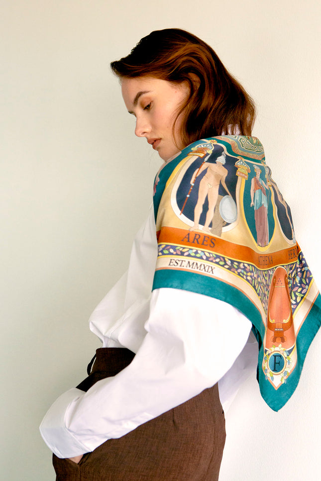 Fetolia | The Olympian Gods – Terracotta Turquoise Scarf
