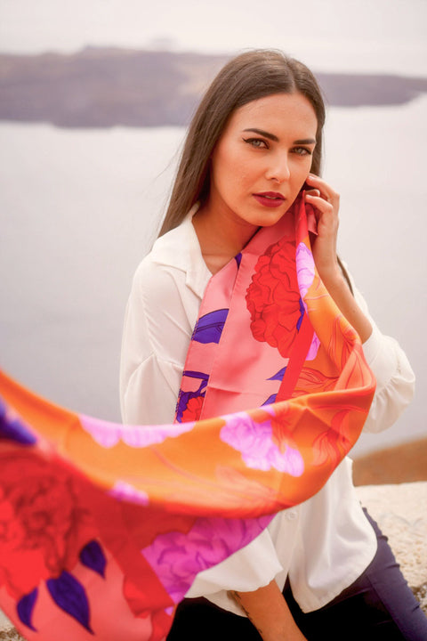 Fetolia | Paeonia Blossoms – Dusty Pink Khaki Scarf