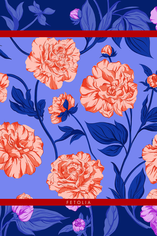 Fetolia | Paeonia Blossoms – Royal Blue Ciel Scarf