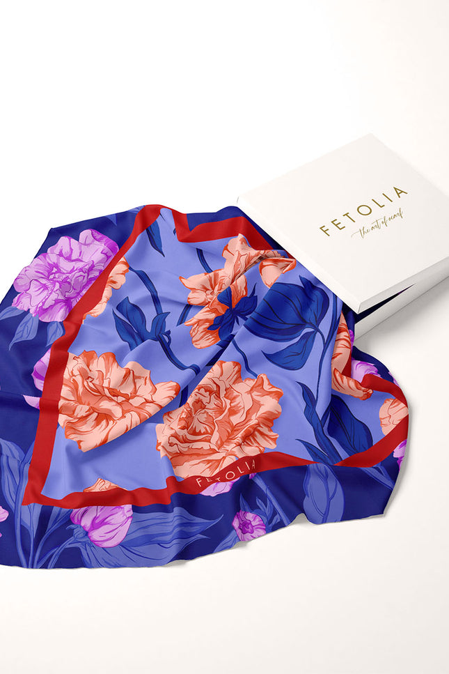 Fetolia | Paeonia Blossoms – Royal Blue Ciel Scarf