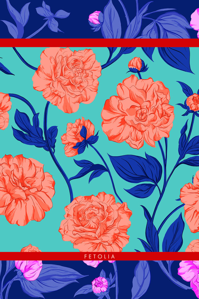 Fetolia | Paeonia Blossoms – Royal Blue Turquoise Scarf