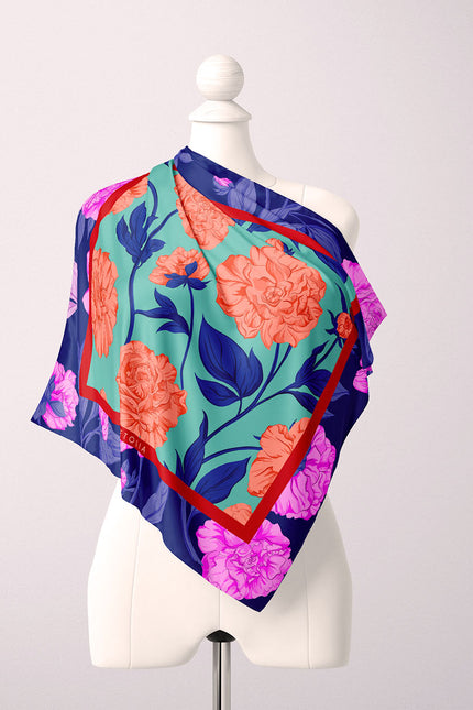 Fetolia | Paeonia Blossoms – Royal Blue Turquoise Scarf